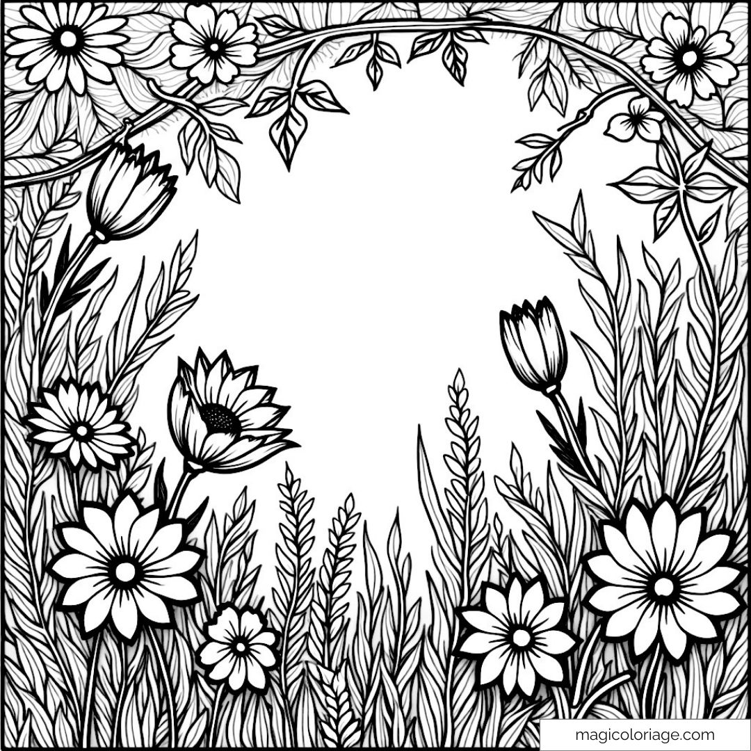 Dessin de fleurs avec feuillage