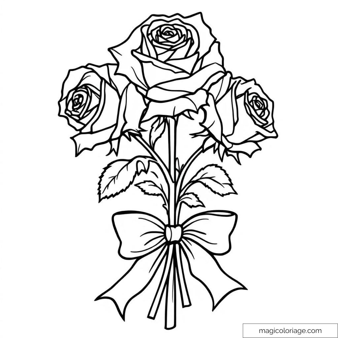 Bouquet de roses avec ruban