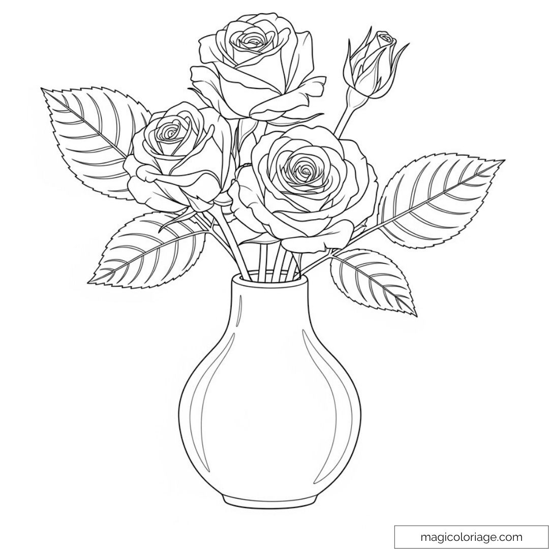 Bouquet de roses dans un vase
