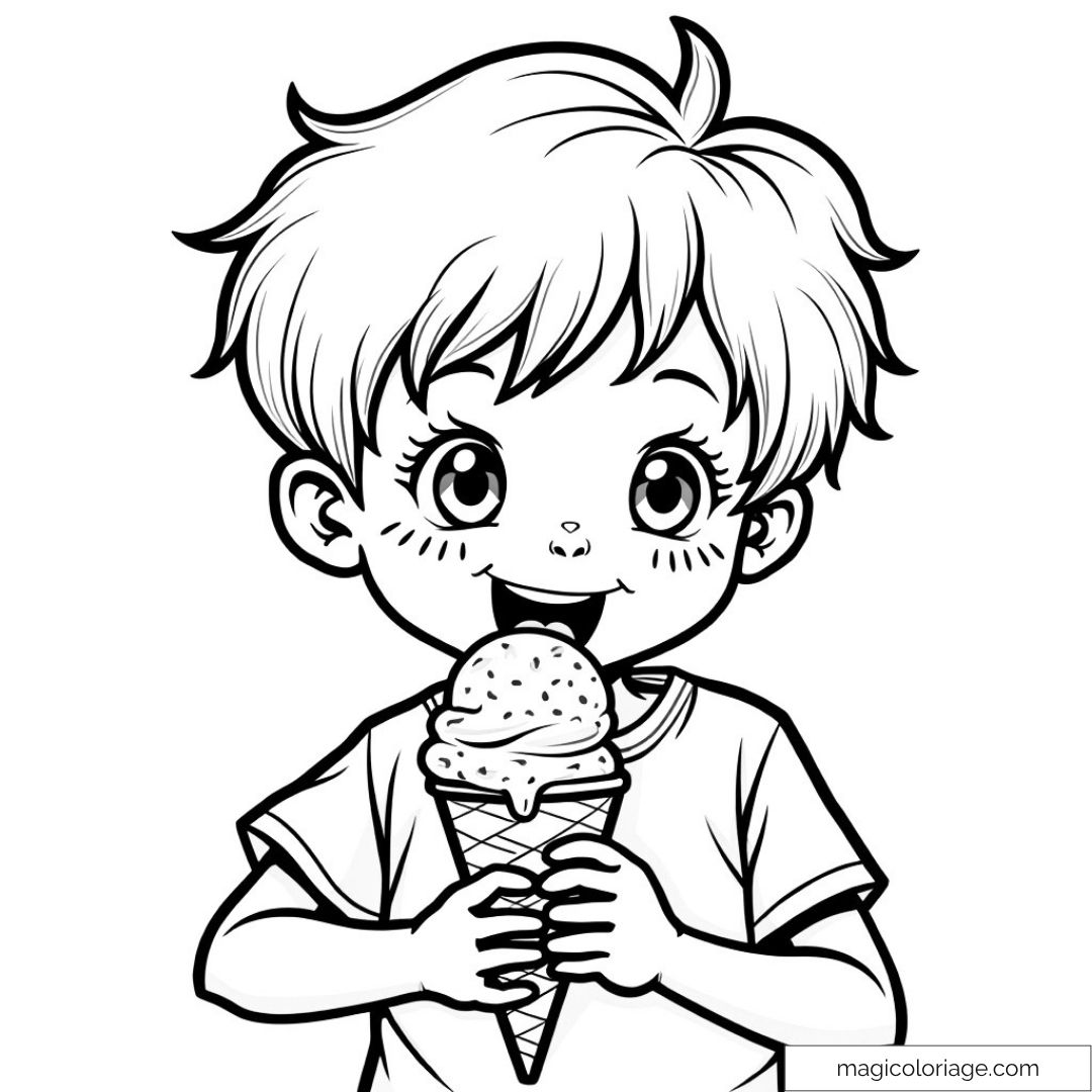 Dessin d’un enfant avec un cornet de glace