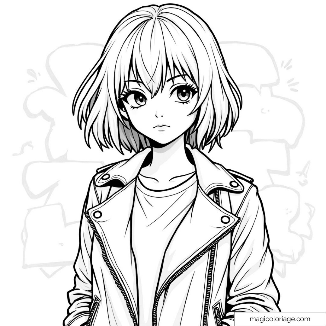 Jeune fille manga en blouson