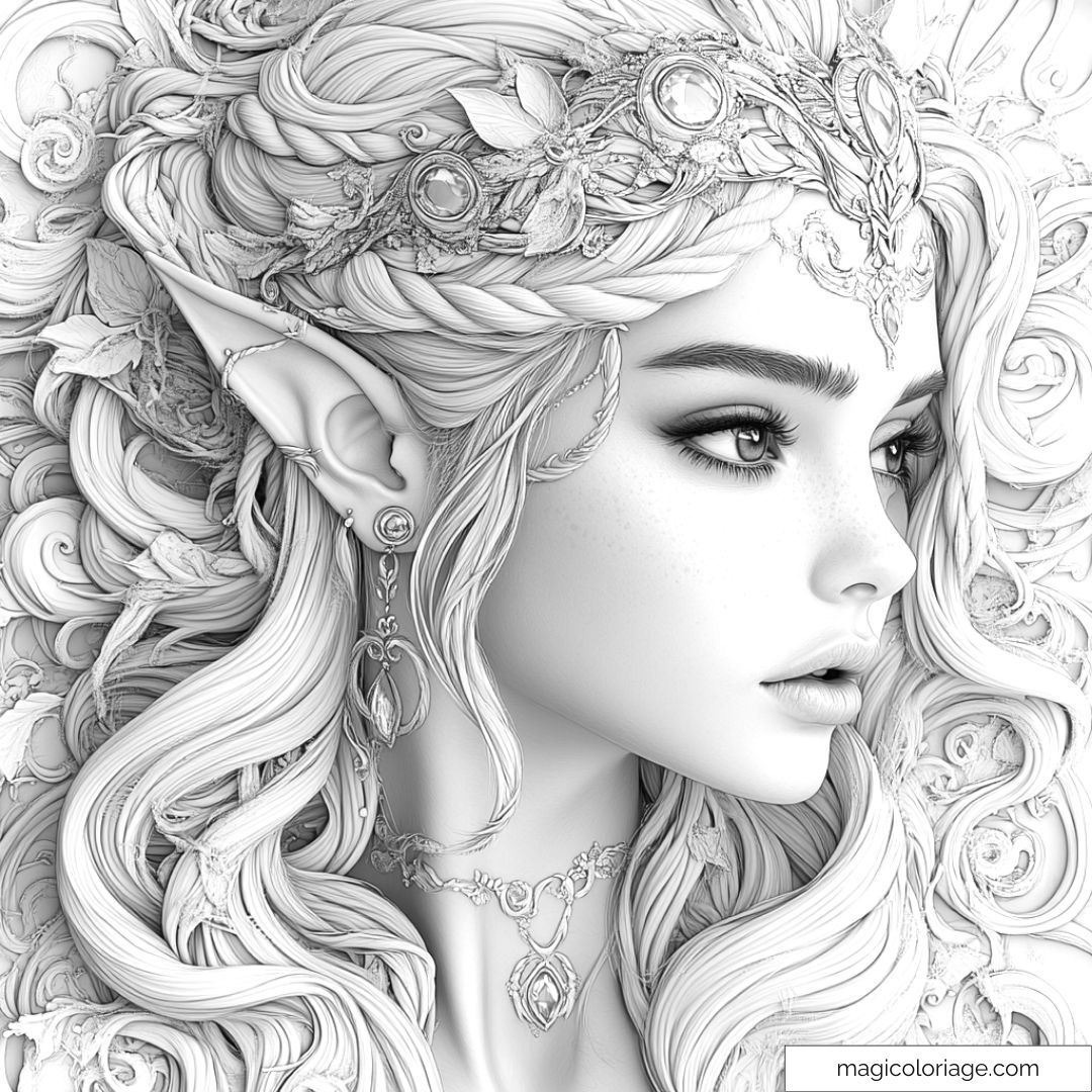 Dessin fée enchanteur à colorier