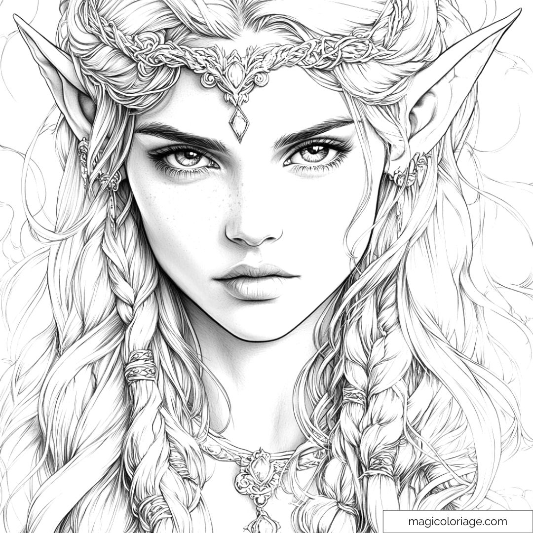 Princesse elfe avec diadème et oreilles pointues