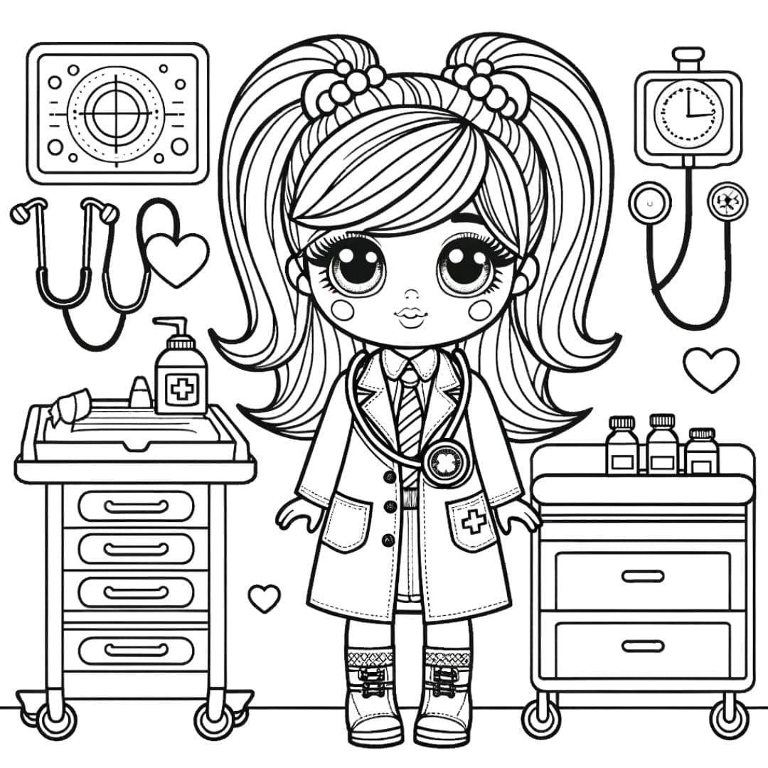Barbie docteur à colorier