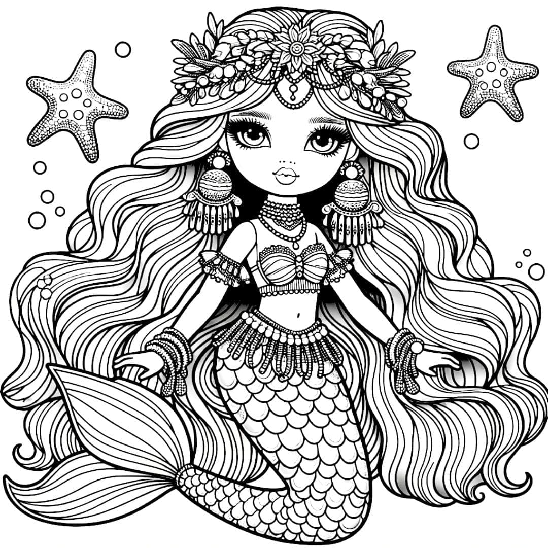 Barbie sirène magique à colorier