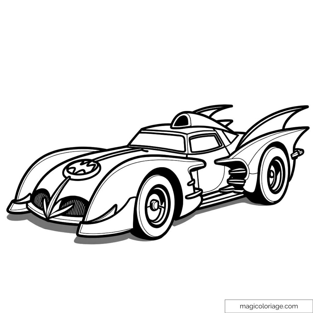 Coloriage Batmobile noir et blanc