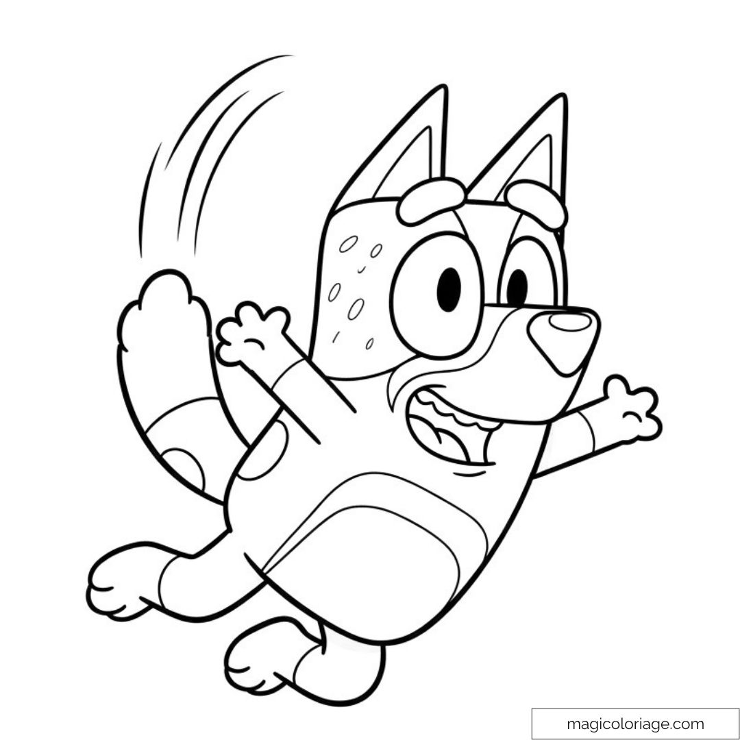 Dessin de Bluey sautant
