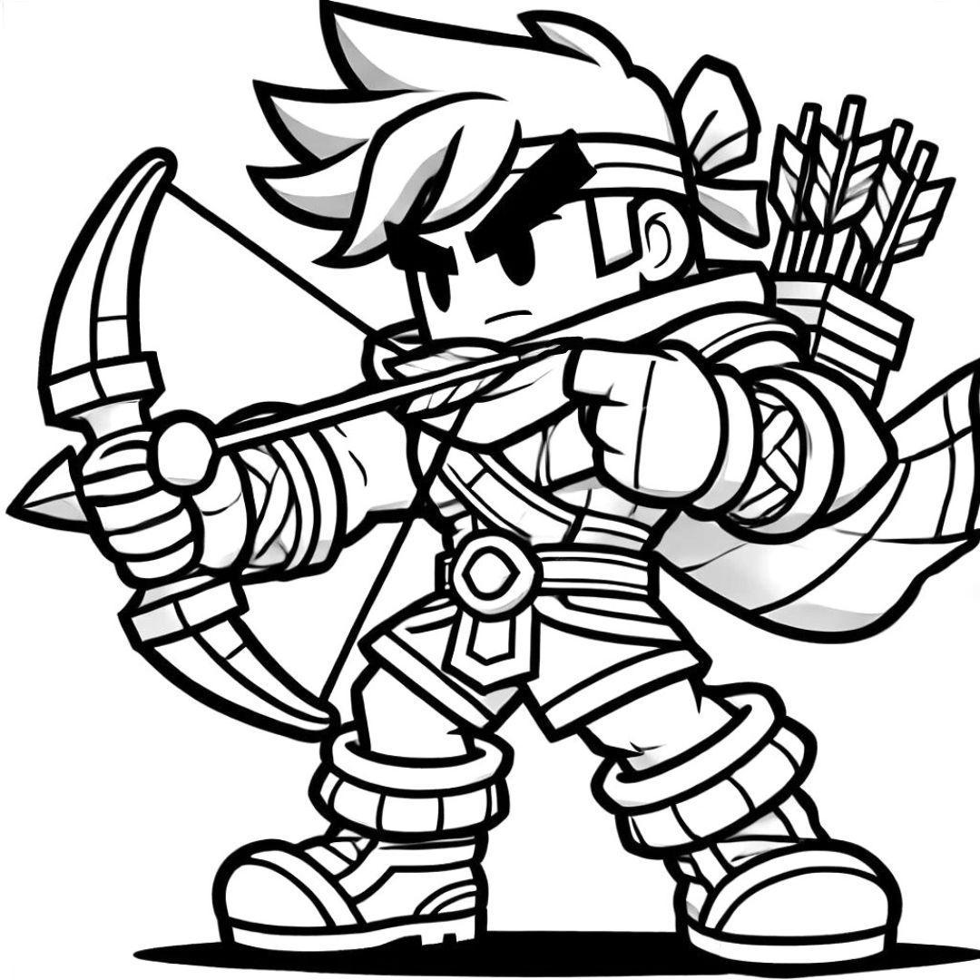 Coloriage Bo de Brawl Stars avec son arc, à imprimer.