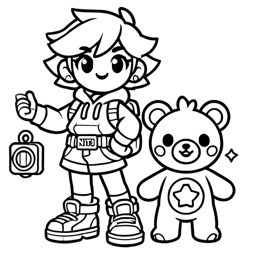 Coloriage Nita et son ours de Brawl Stars à imprimer pour les enfants.