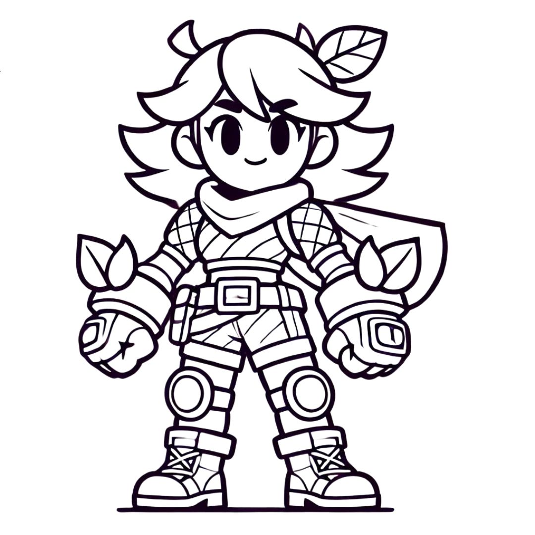 Coloriage à imprimer de Rosa, personnage botaniste de Brawl Stars.