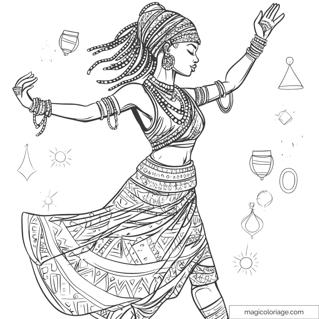 Image de danseuse élégante avec vêtements traditionnels et bijoux