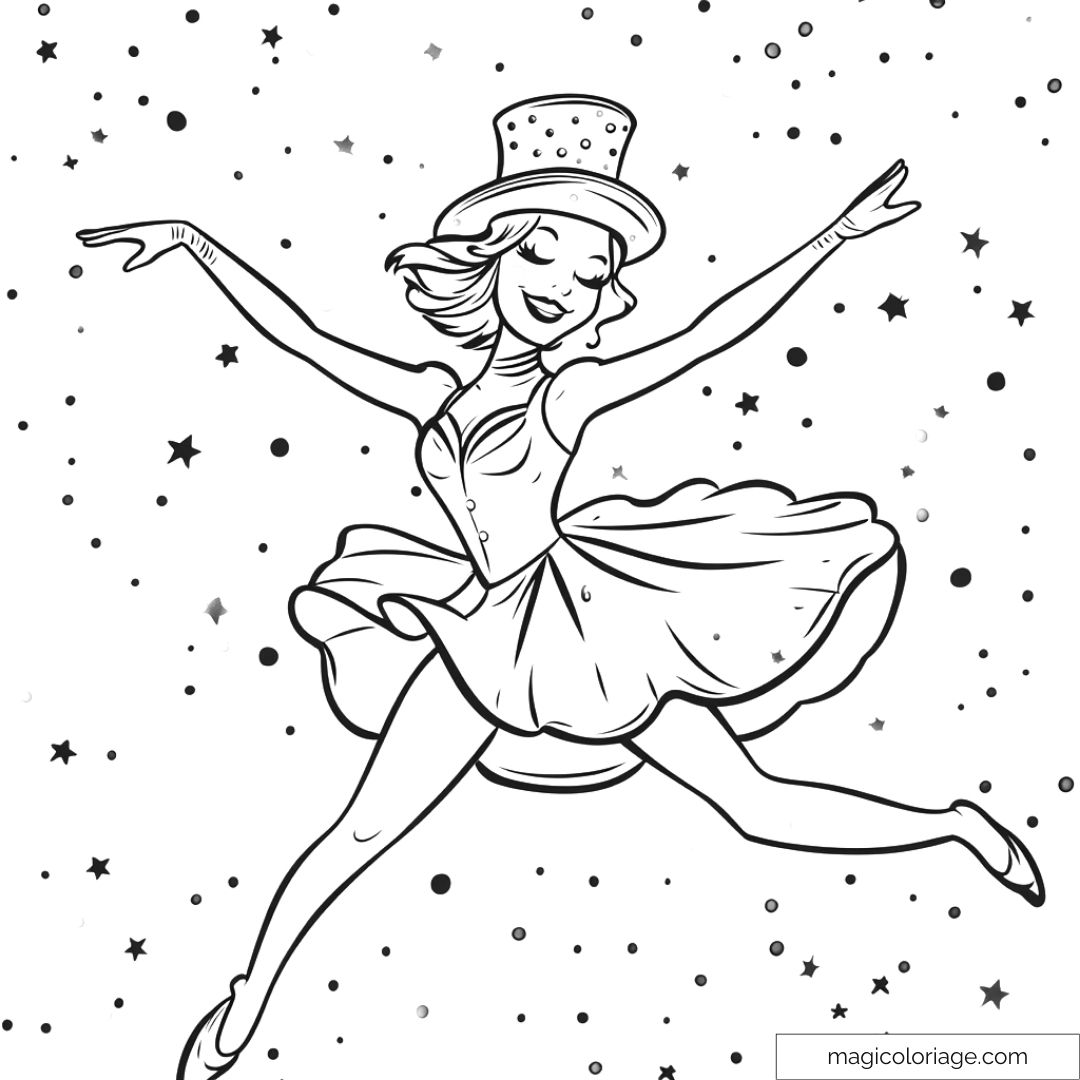 Danseuse étoilée en jupe virevoltante