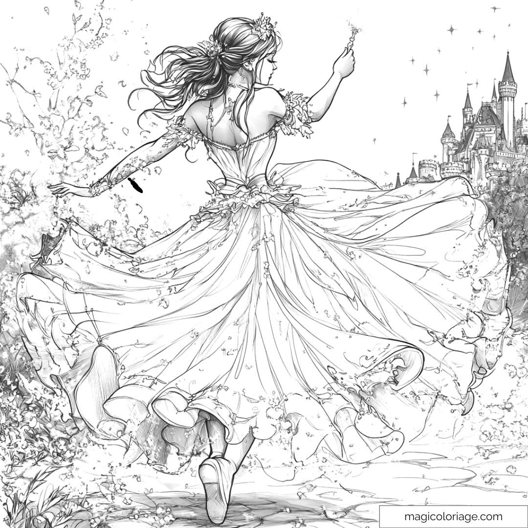 Princesse dansant en robe élégante
