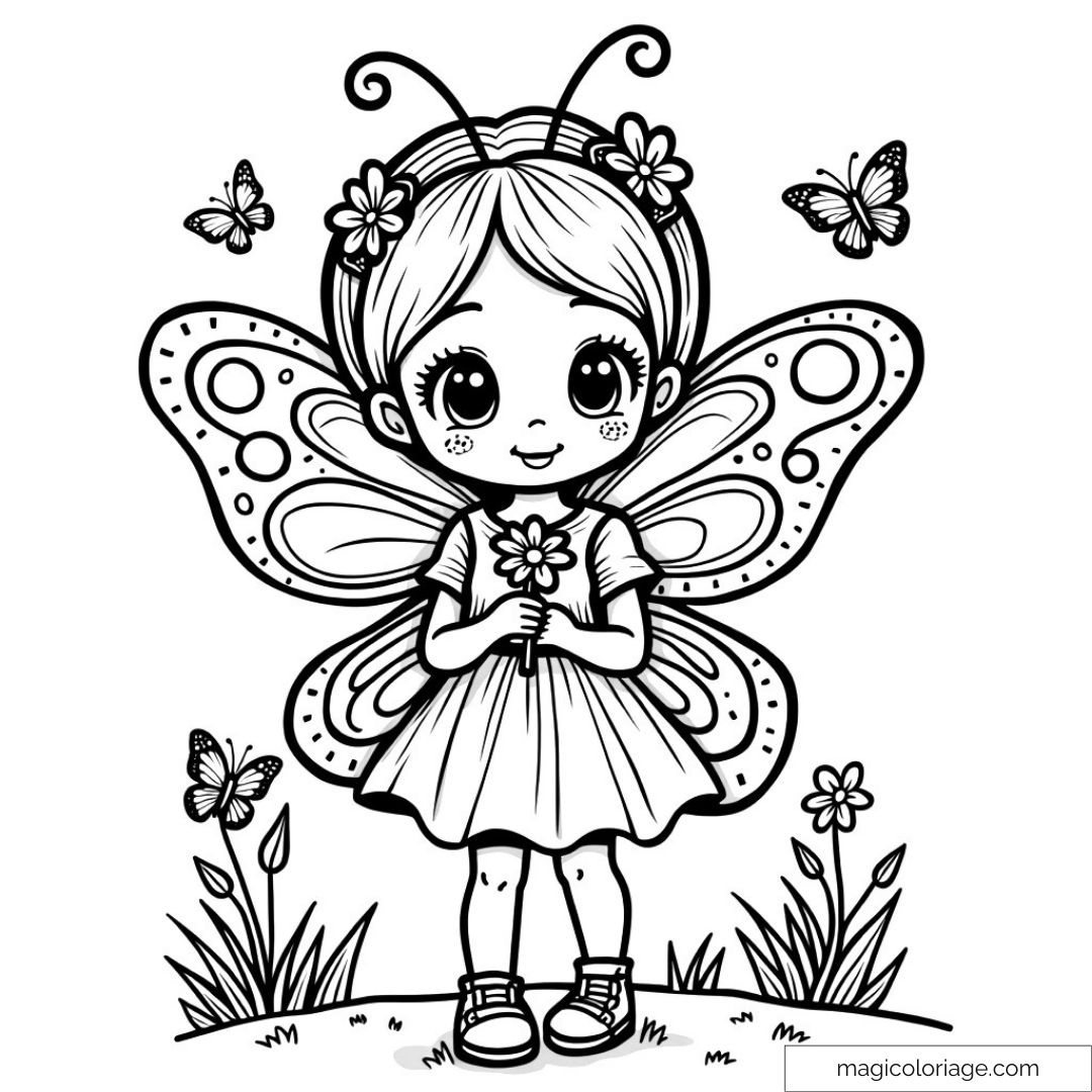 Petite fée avec des ailes papillon