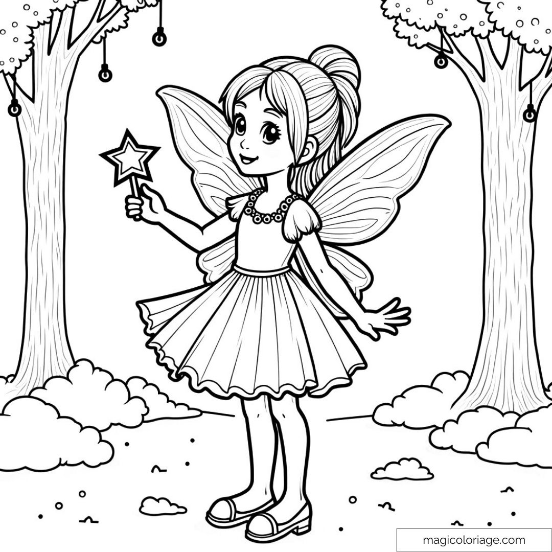 Fée avec ailes dans une forêt