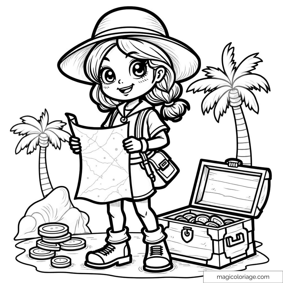 Petite fille exploratrice avec chapeau