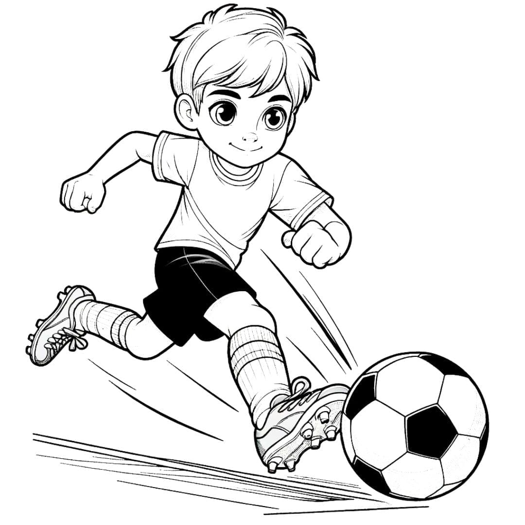 Coloriage d'attaquant de foot prêt à marquer