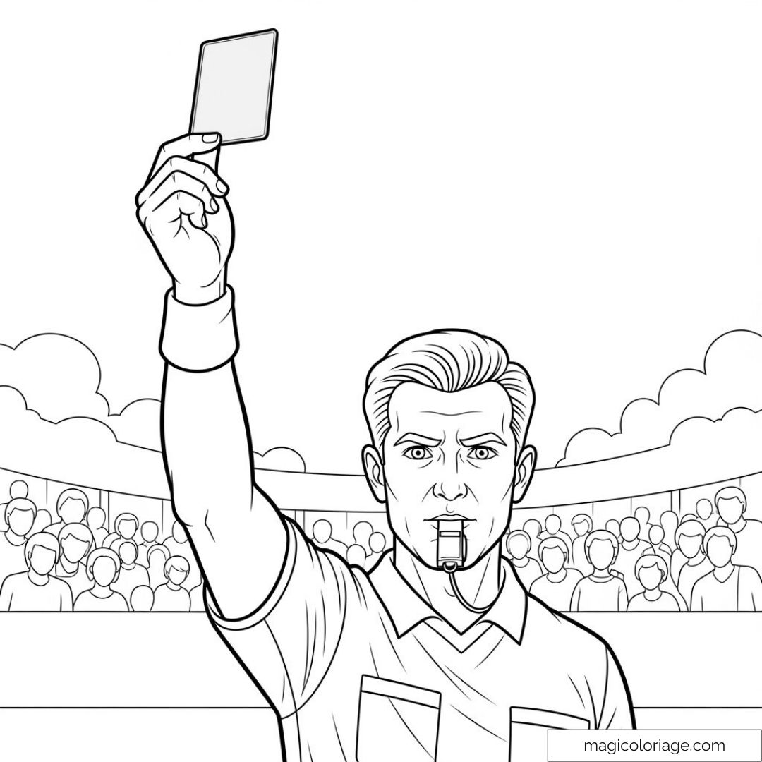 Arbitre de football avec carton rouge lors d'un match