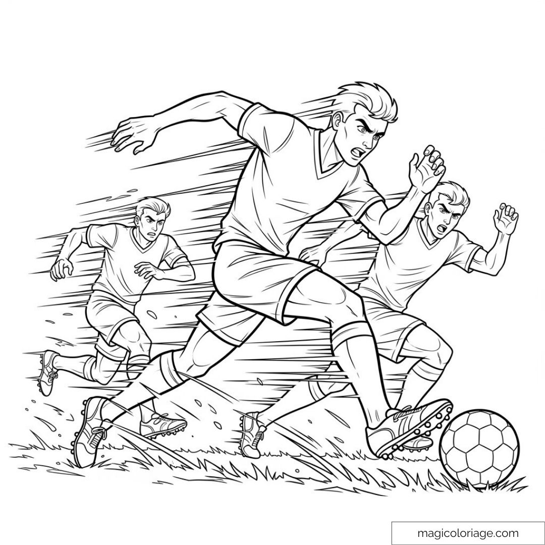 Joueurs de football courant après un ballon sur un terrain