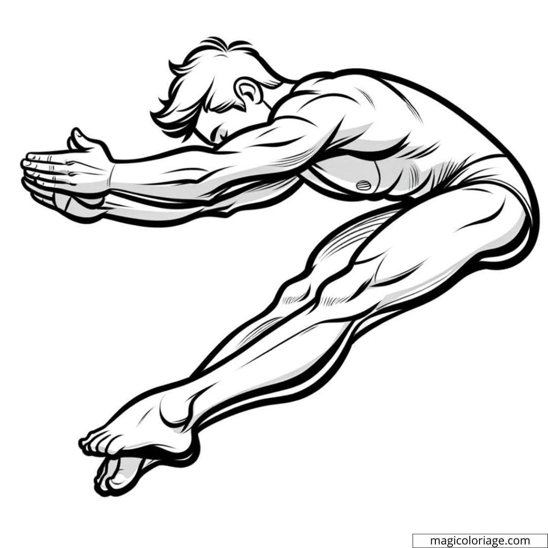 Coloriage d'un plongeur en position de plongeon