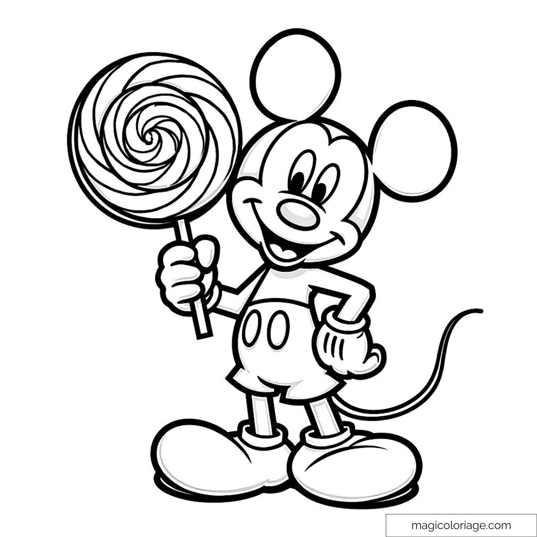 Mickey Mouse souriant avec grande sucette
