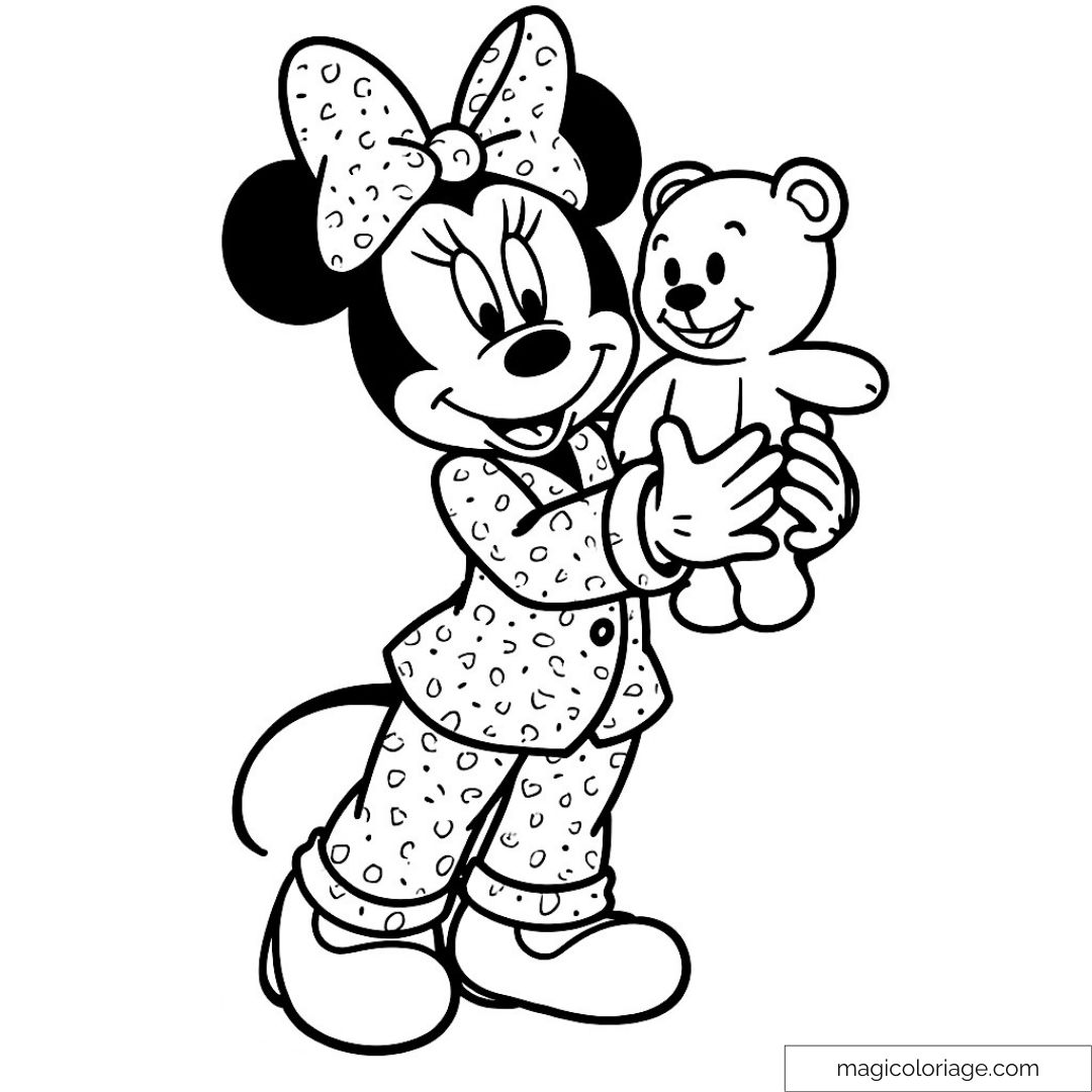 Image de Minnie Mouse tenant un ours en peluche