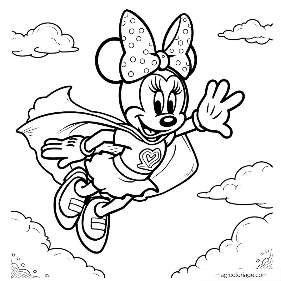 Coloriage Minnie super-héroïne en vol
