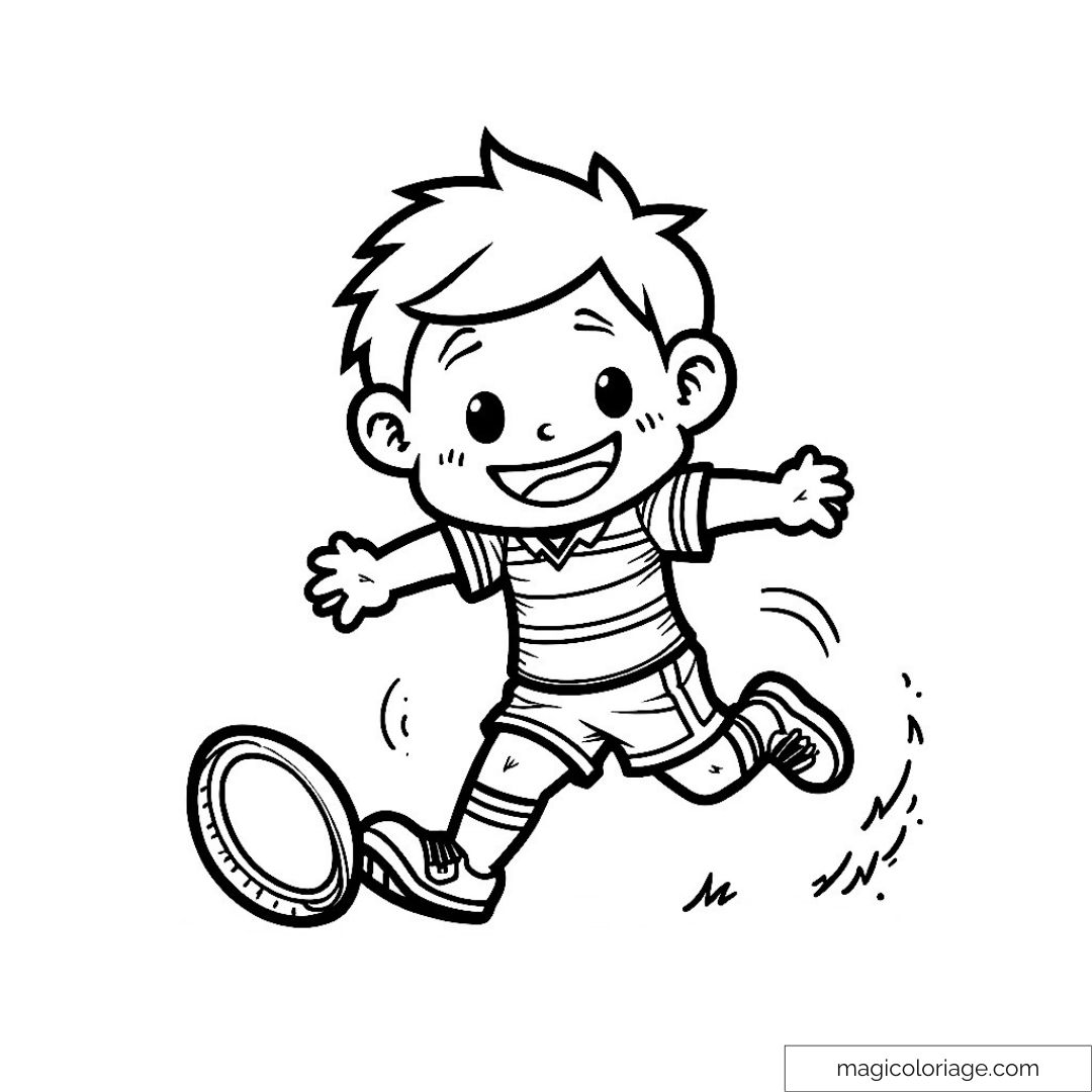 Image d'un enfant joyeux jouant au frisbee