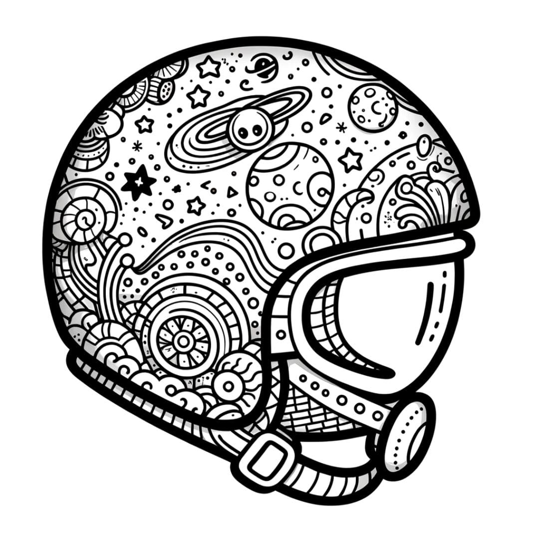 Coloriage de casque de ski avec un design décoratif