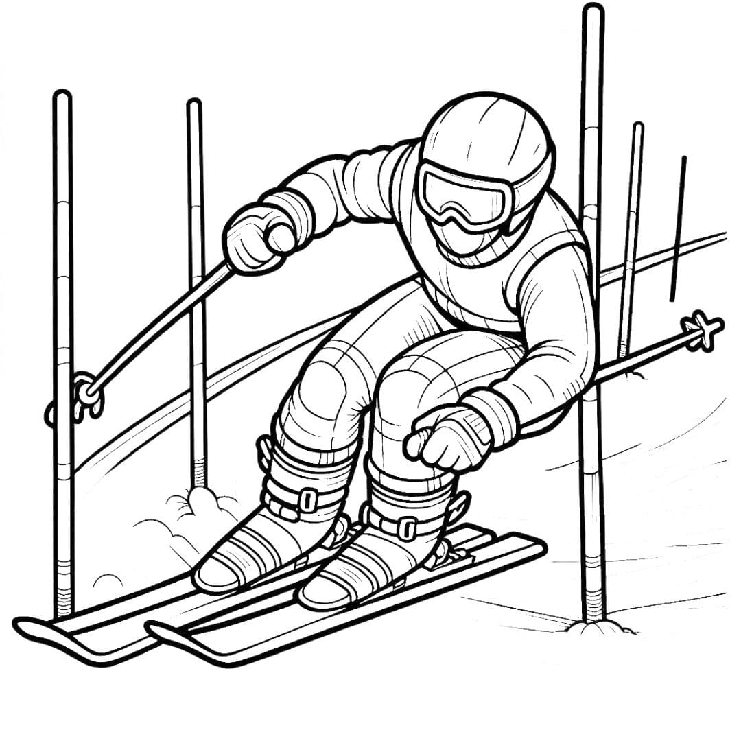 Skieur naviguant habilement dans un parcours de slalom