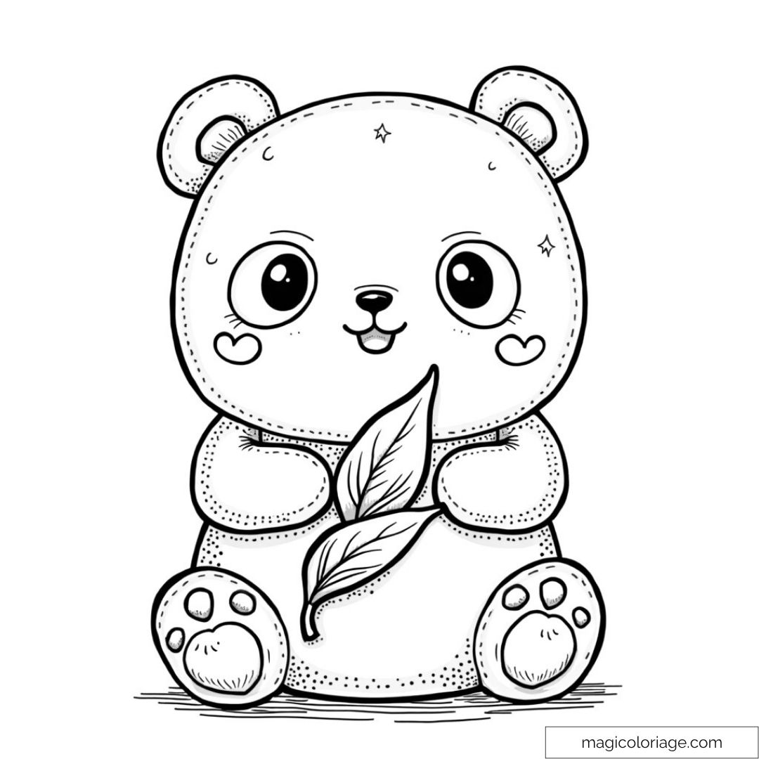 Image d'un squishmallow tenant une feuille à colorier.