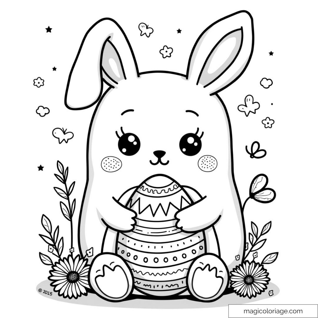 Squishmallow lapin câlin avec un œuf décoratif
