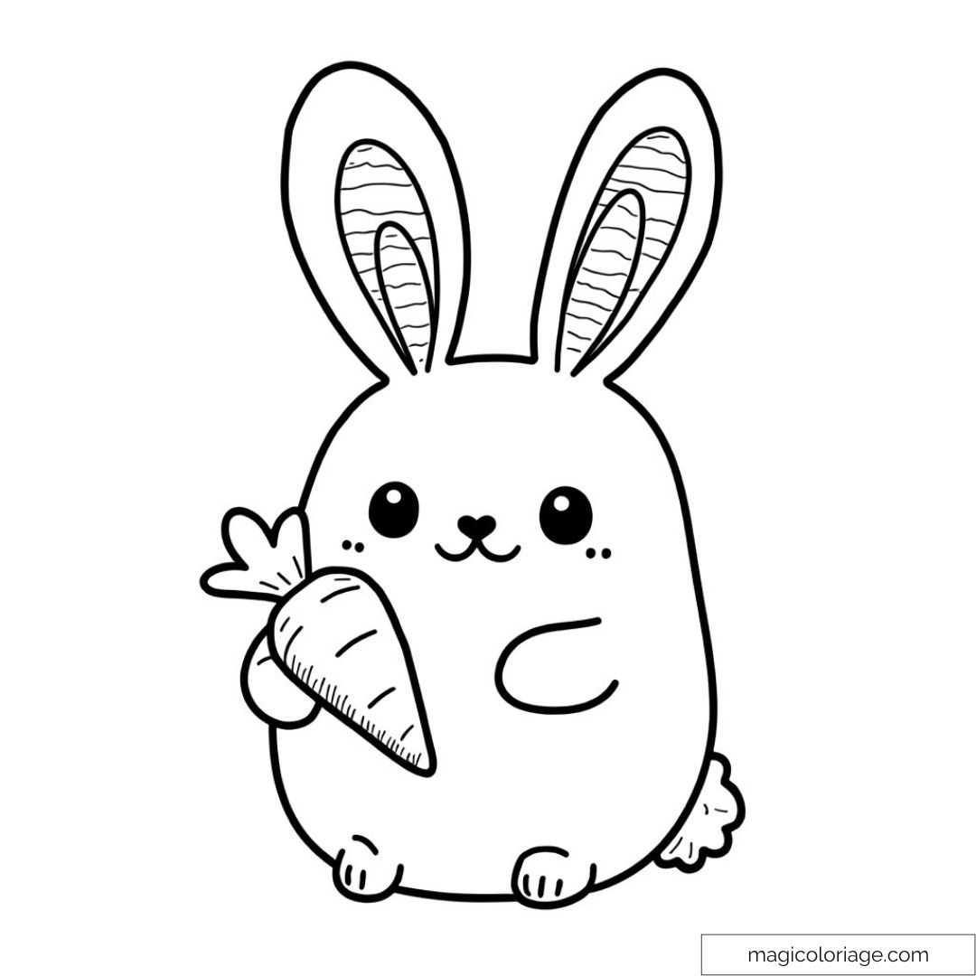 Lapin Squishmallows avec carotte à colorier
