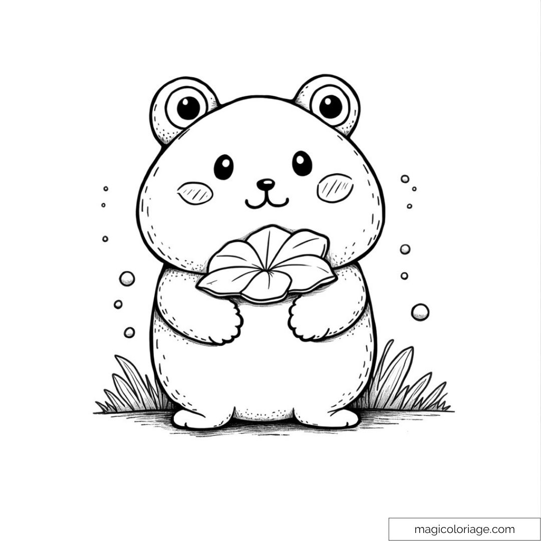 Squishmallow grenouille tenant un nénuphar