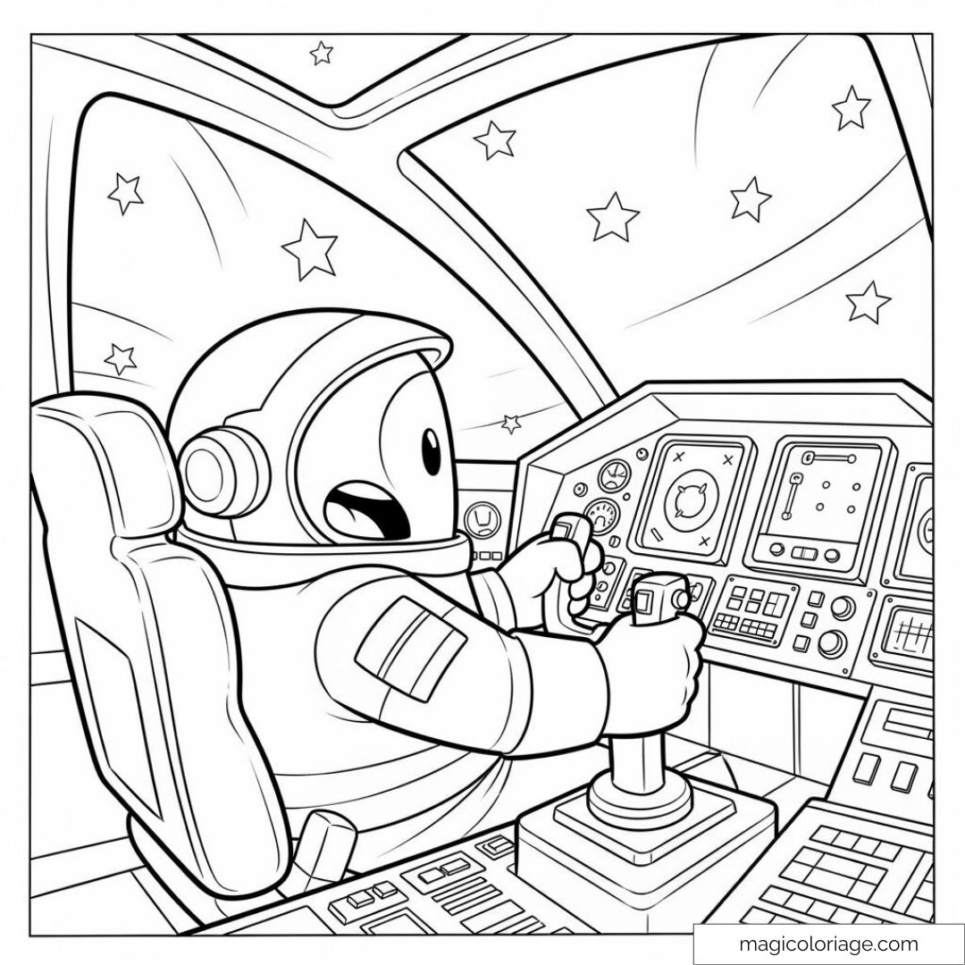 Astronaute dans cockpit spatial