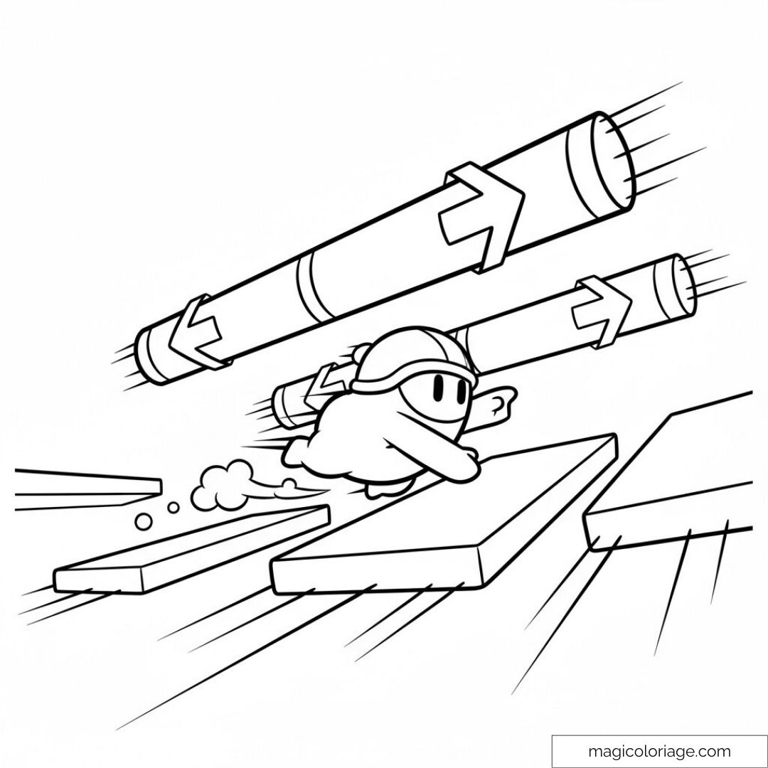 Personnage en action Stumble Guys avec obstacles à colorier