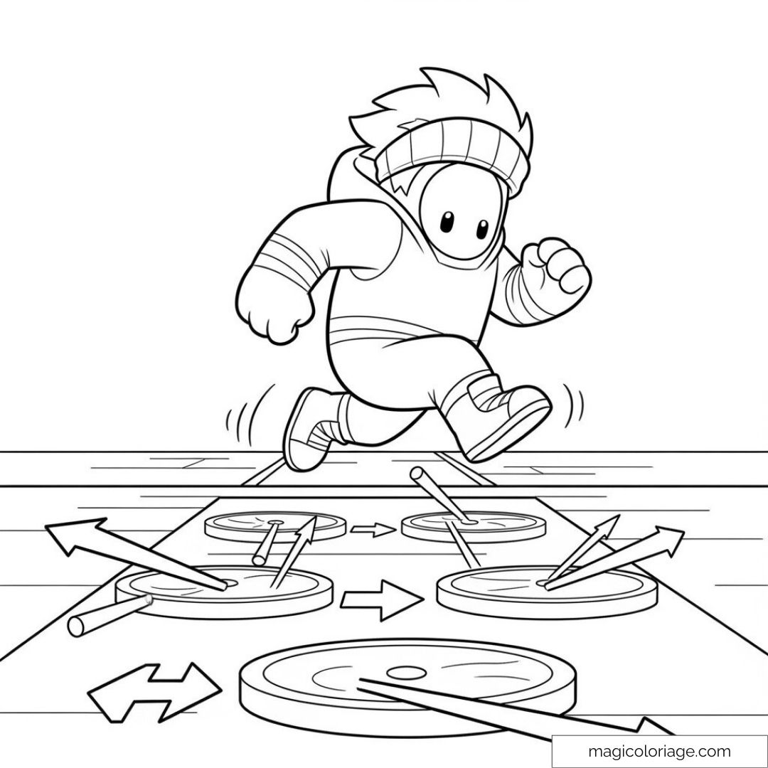 Dessin de personnage Stumble Guys en course dynamique.