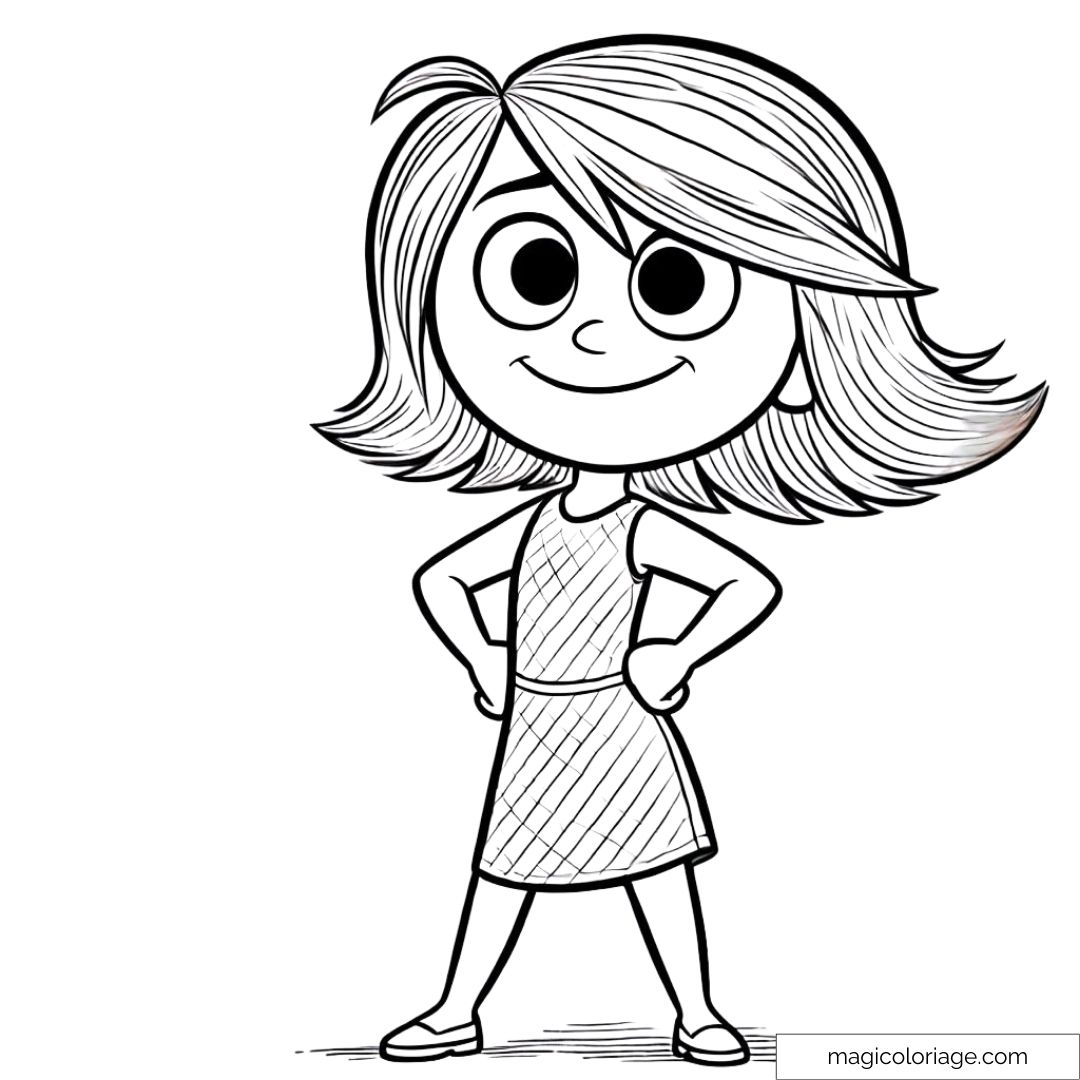 Coloriage Joy mature de Vice-Versa 2, confiante et énergique, à imprimer pour les enfants.
