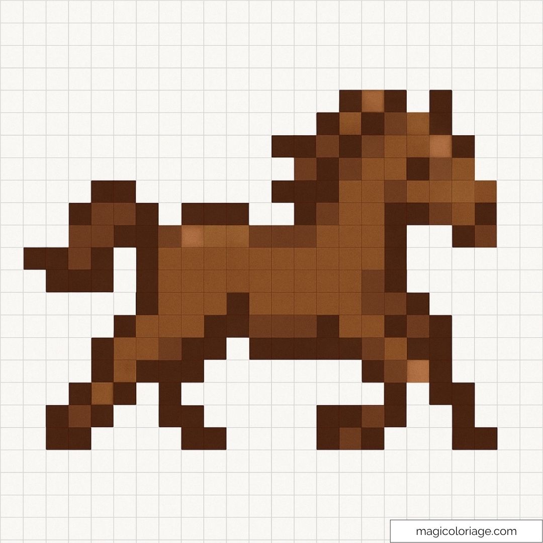 Pixel art de cheval en mouvement