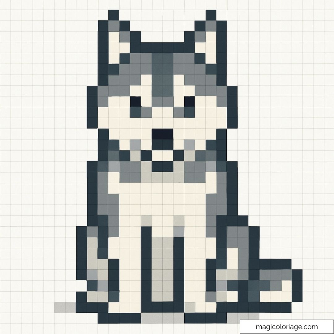 Pixel art de Husky réaliste