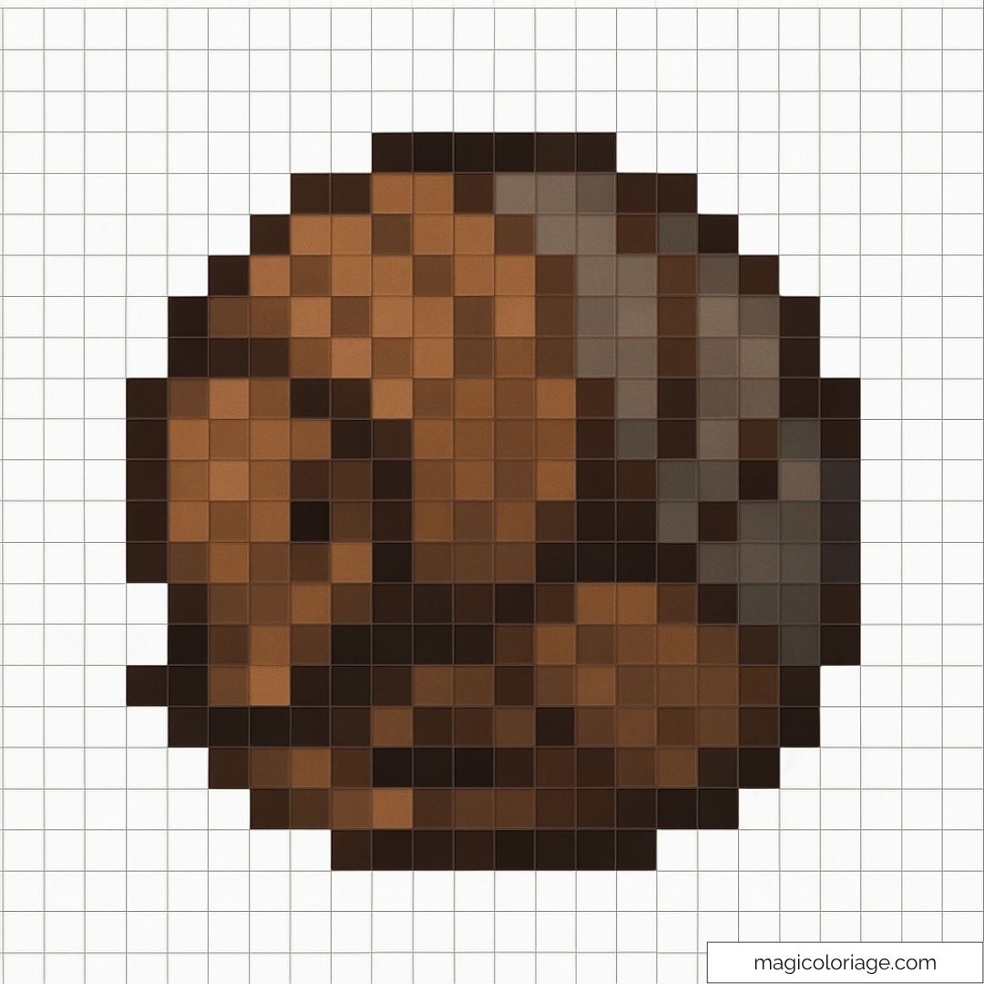 Pixel art balle réaliste de basket marron.