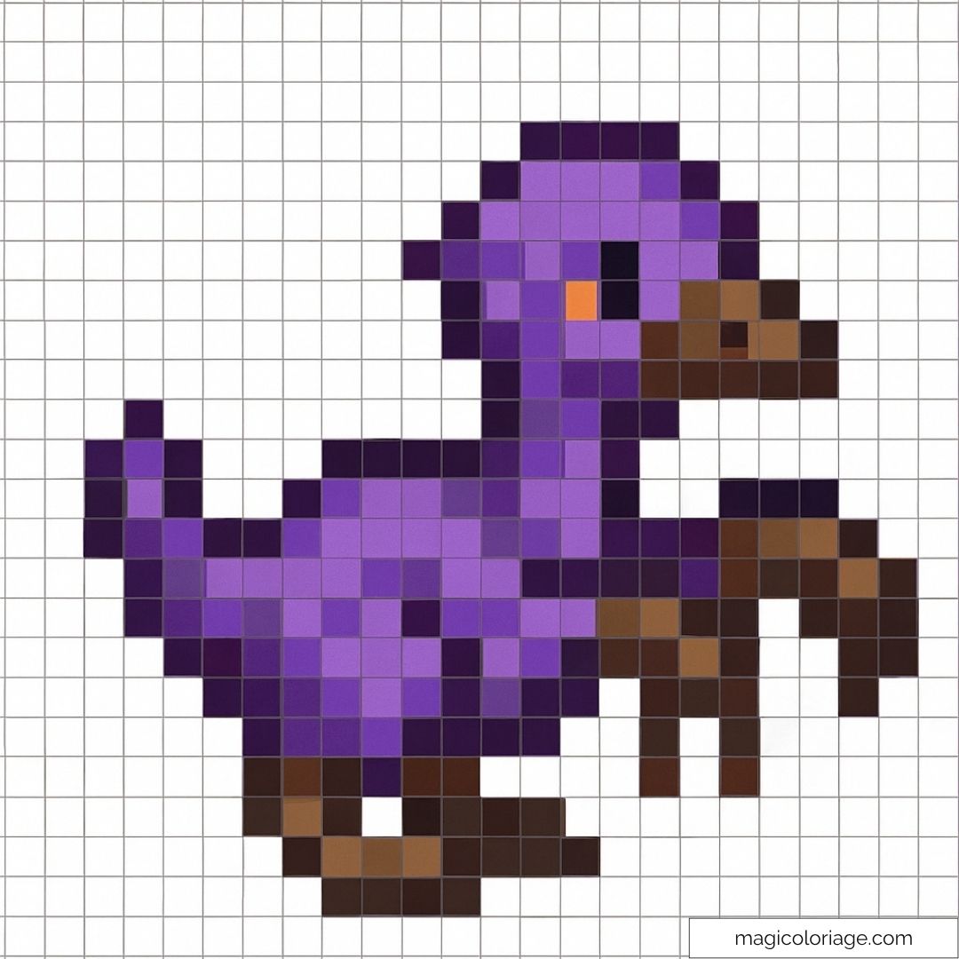 Pixel art oiseau violet