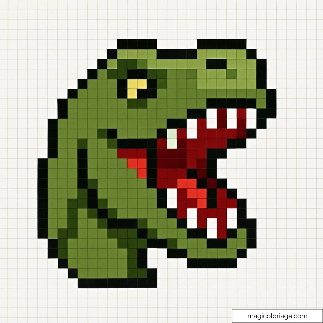 Pixel art dinosaure T-rex rugissant