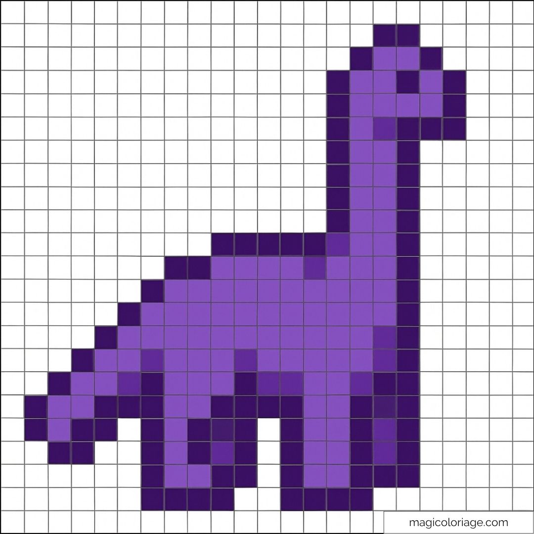 Dinosaure violet en pixel art