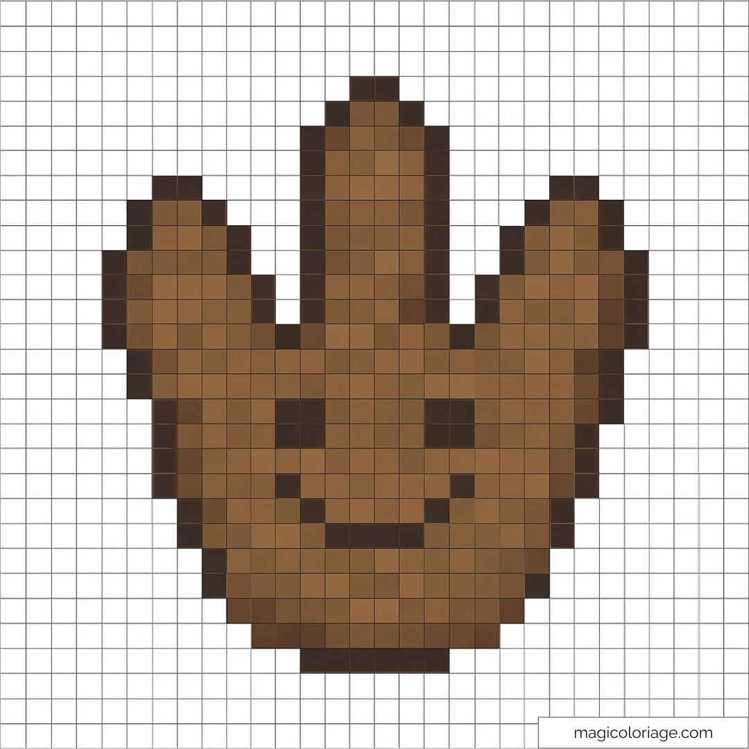 Dessin de pixel art représentant Groot de manière simplifiée