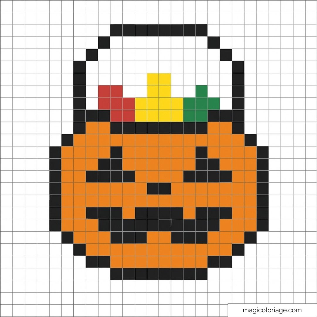 Citrouille pixel art avec des bonbons rouges