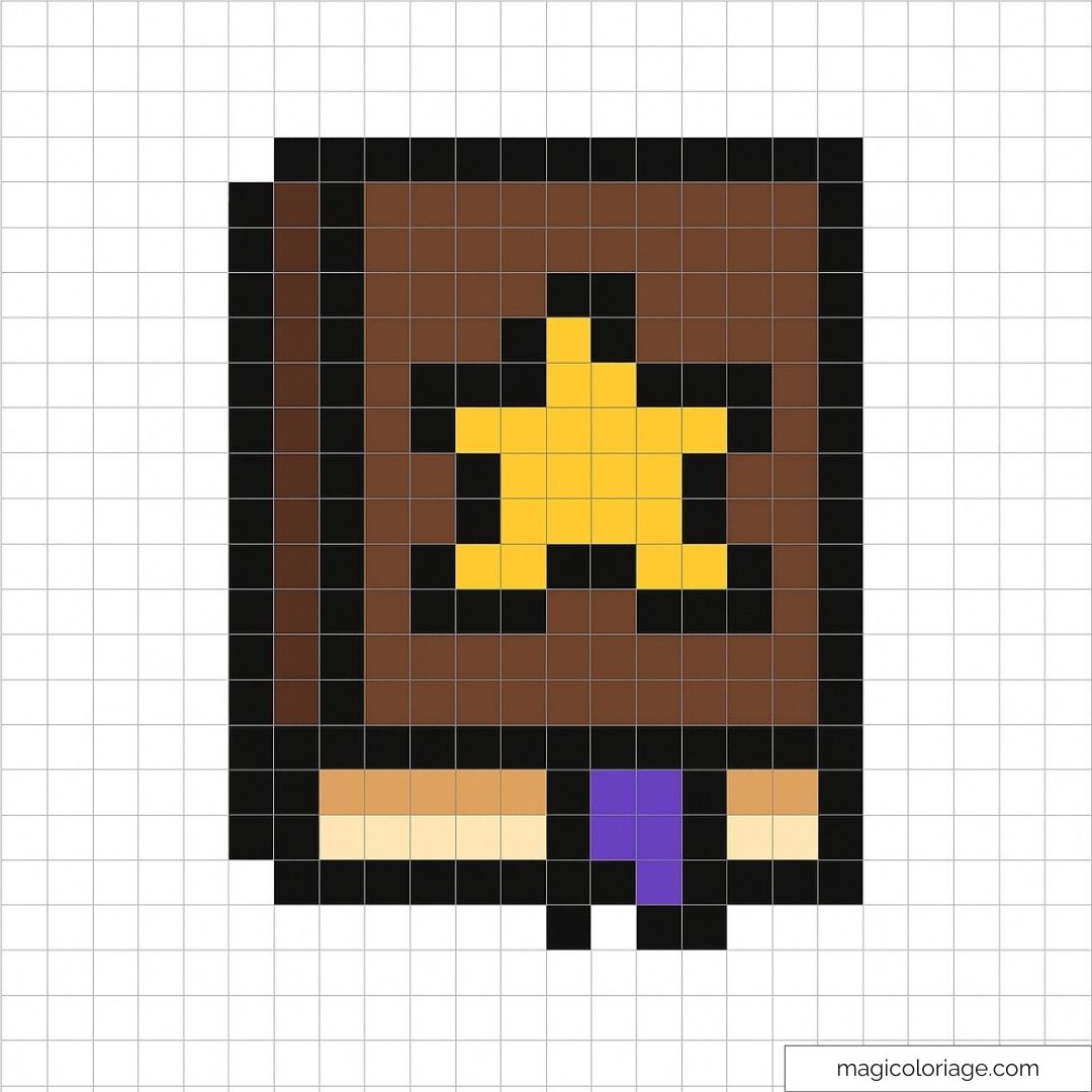 Pixel art livre avec étoile dorée