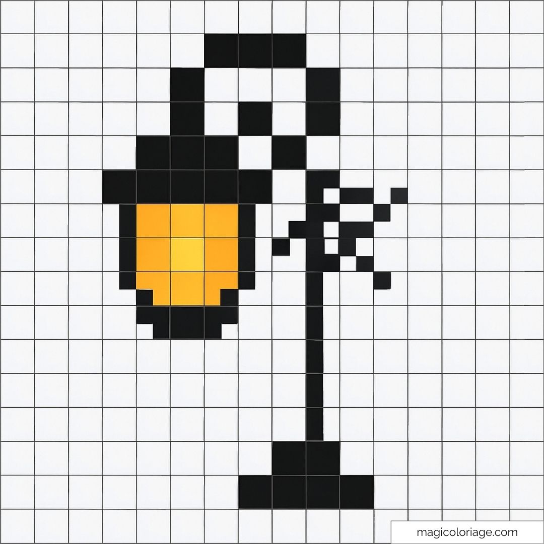 Pixel art réverbère rétro sur fond blanc à recréer