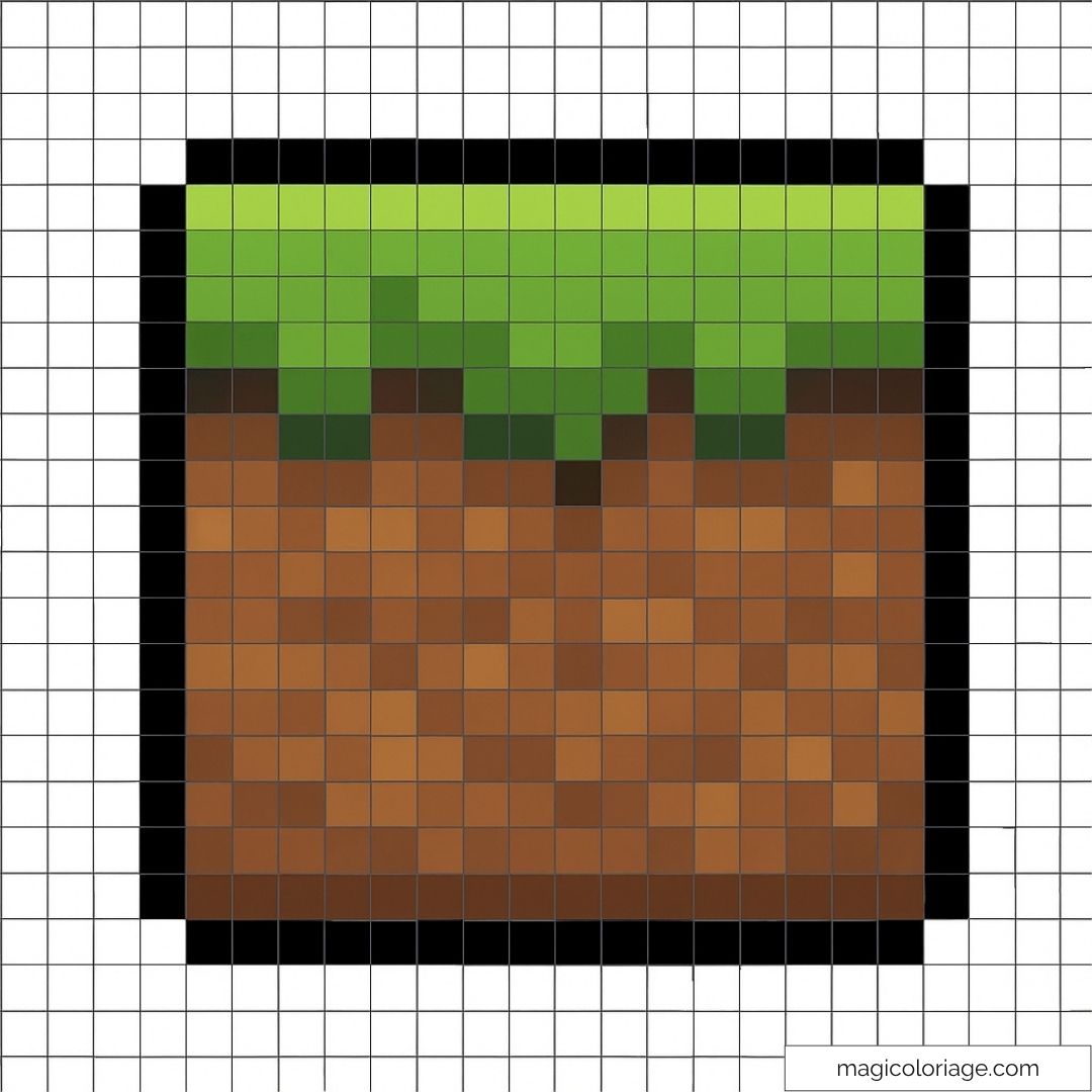 Pixel art de bloc d'herbe inspiré de Minecraft