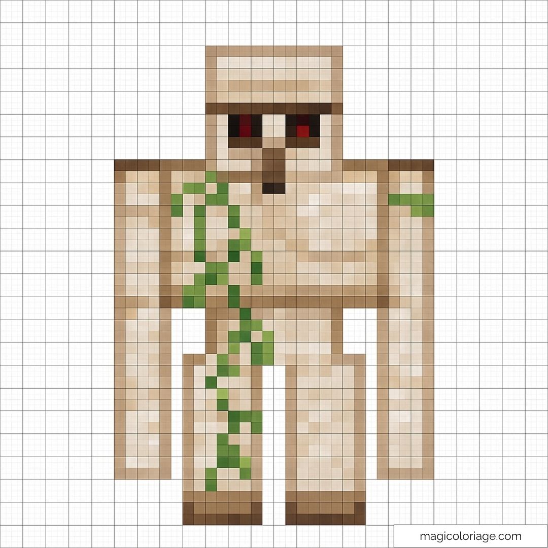 Pixel art Iron Golem Minecraft avec vignes